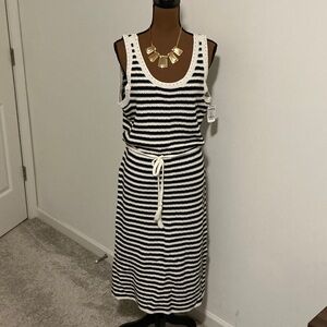 Nine West Striped Black and White Sleeveless Dress